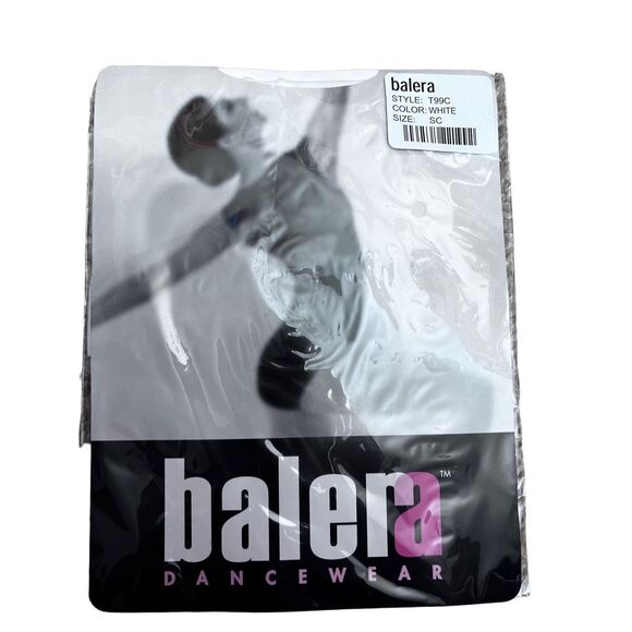 Balera White Footed Tights Size Child Small 6 6x Style T99C New - Picture 2 of 5